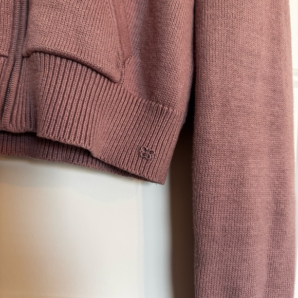 Aritzia Sunday Best Danes Dusty Rose Knit Zip-Up Hoodie Size S - Organic Cotton - Picture 10 of 14